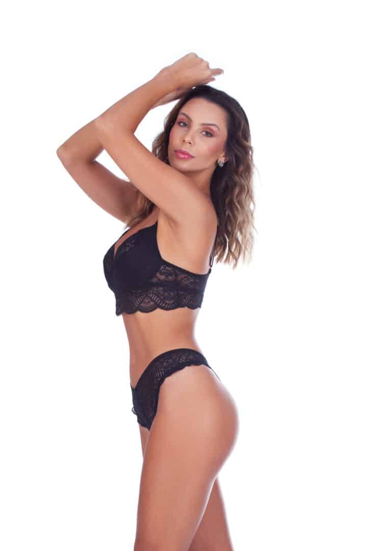 Conjunto Preto Lingerie 3 Peças cod 2930 - Dally Modas