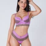 Conjunto Lingerie Rendado Bicolor-Marrom e Amália