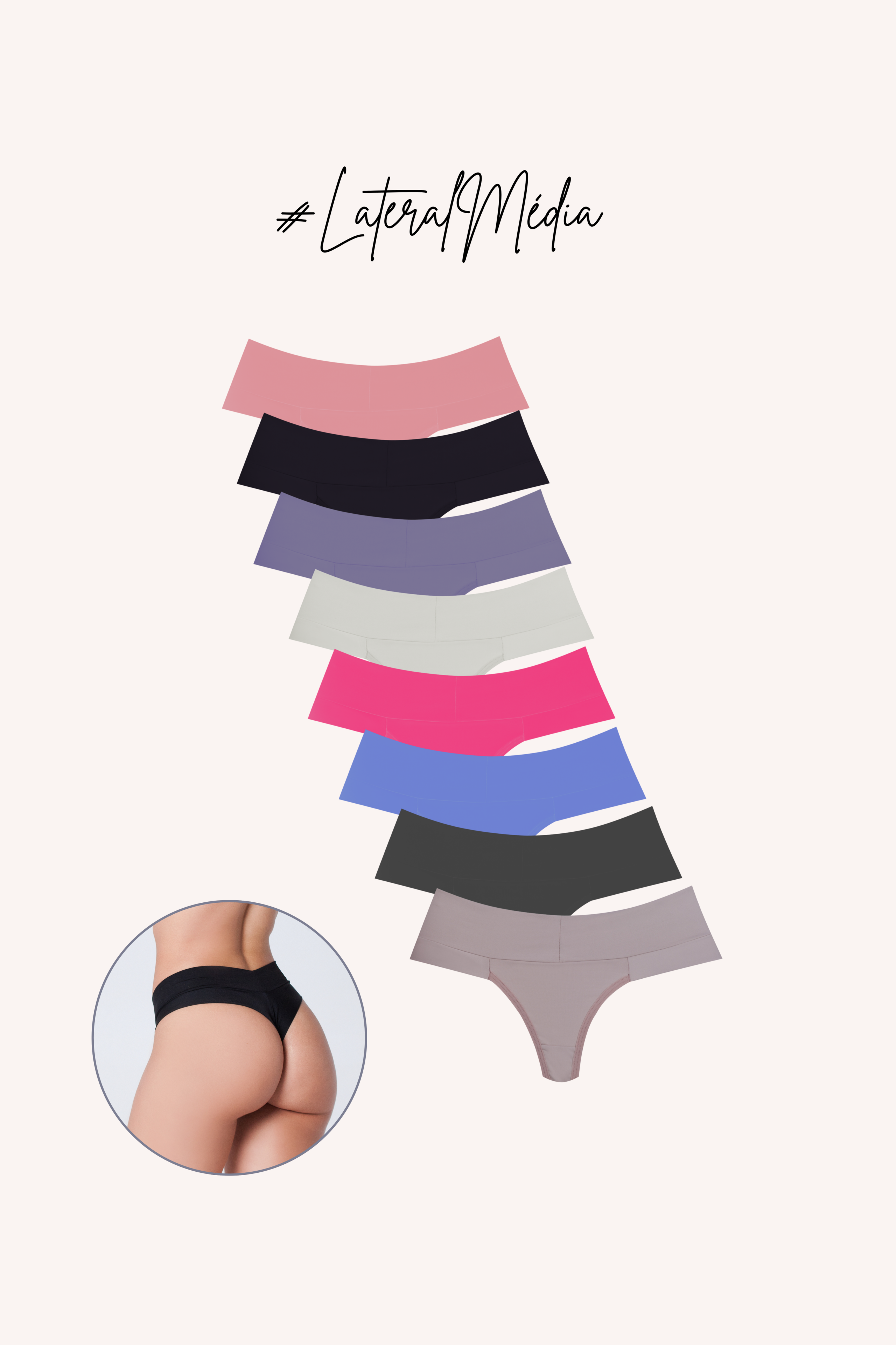 Kit Calcinhas Fio Duplo Laterais Médias e Cós Faixa