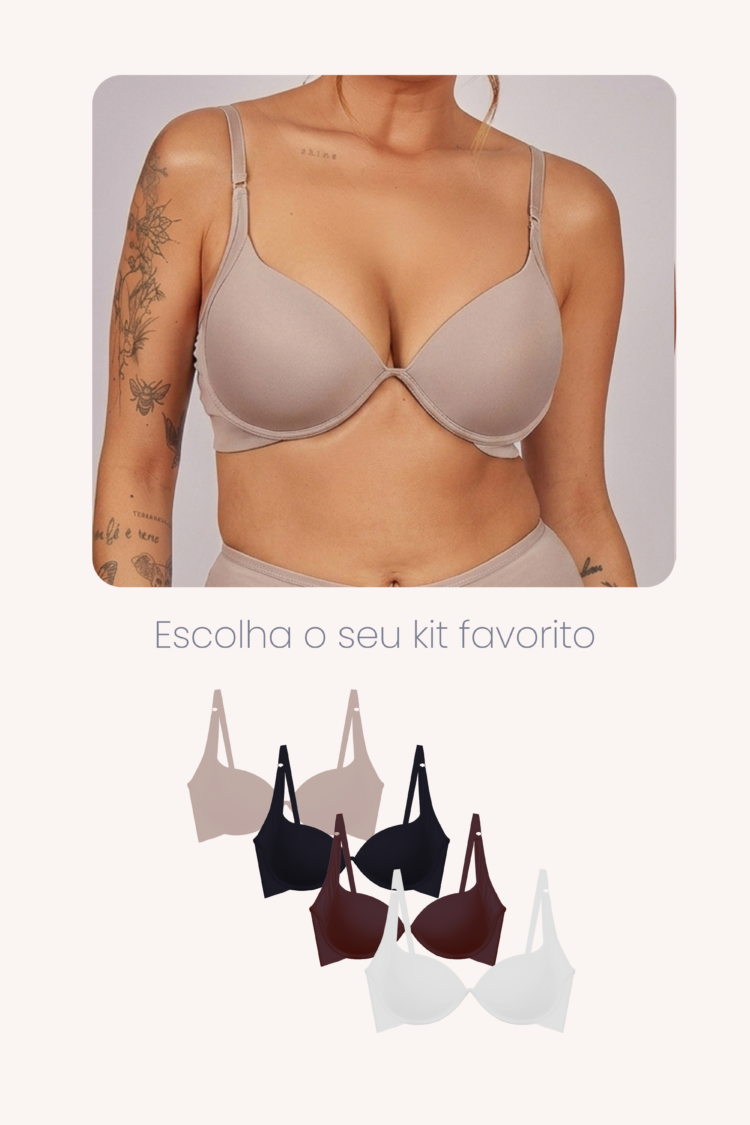 Kit 3 Sutiãs Arco Inteiro