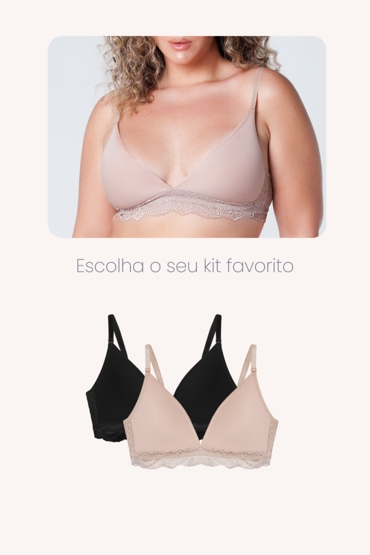 Kit Sutiã Com Bojo Soft Confort Base De Renda
